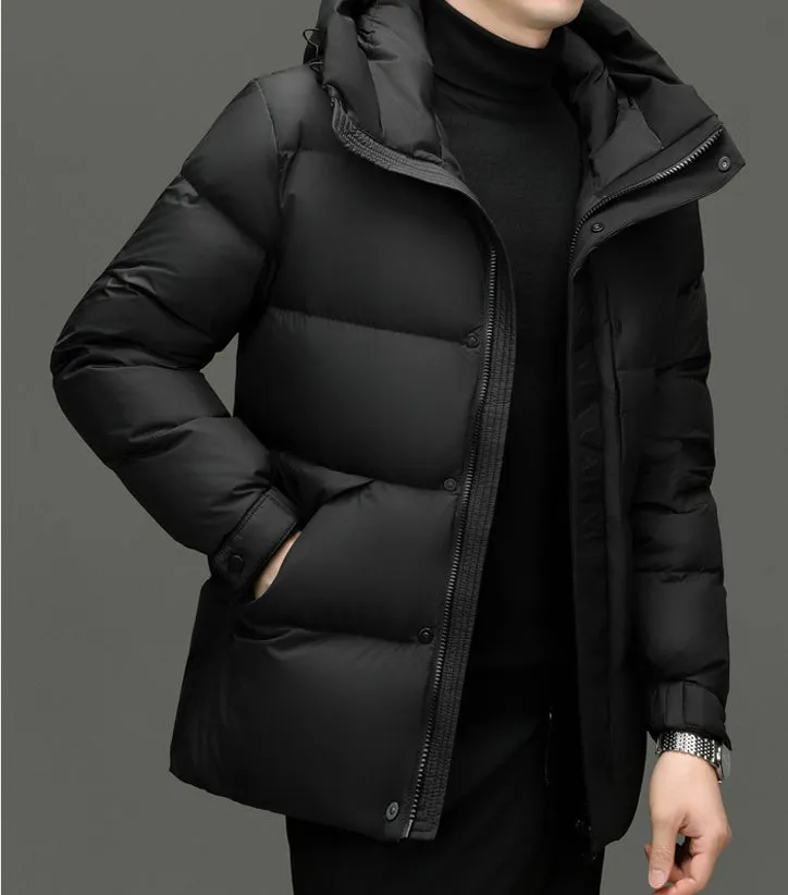 Stylish Zip-up Quilted Puffer Jacket for Men with Label Detailing