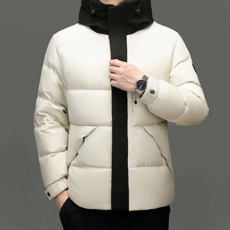 Stylish Zip-up Quilted Puffer Jacket for Men with Label Detailing