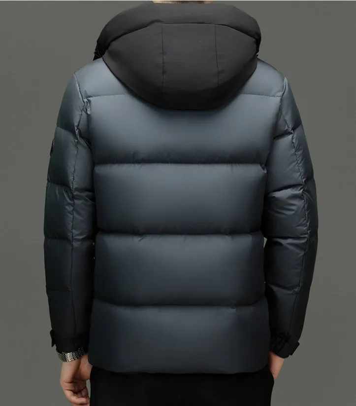 Stylish Zip-up Quilted Puffer Jacket for Men with Label Detailing