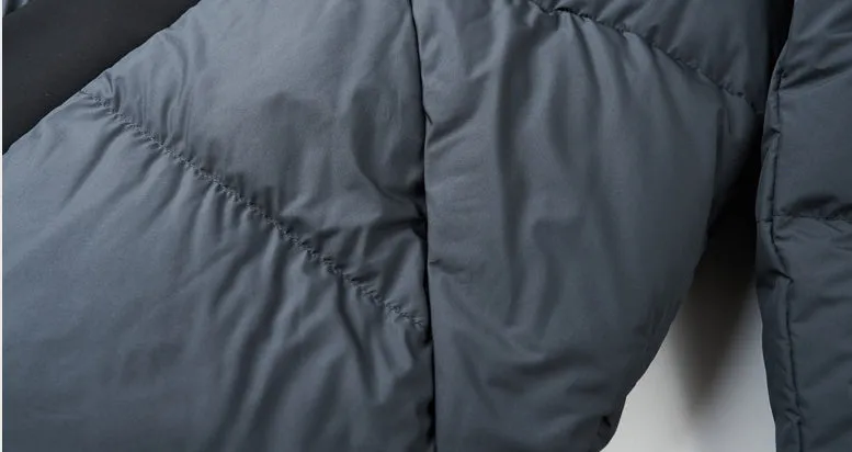 Stylish Zip-up Quilted Puffer Jacket for Men with Label Detailing
