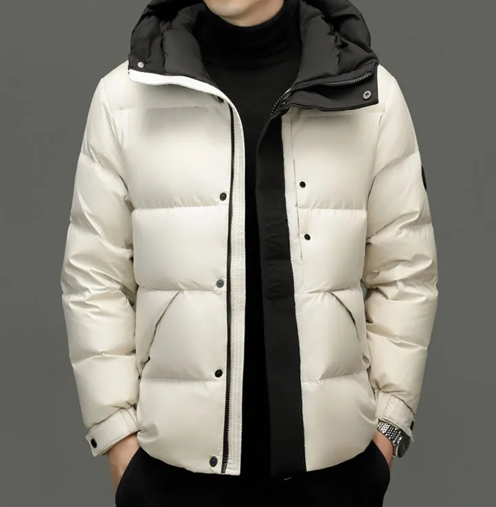 Stylish Zip-up Quilted Puffer Jacket for Men with Label Detailing