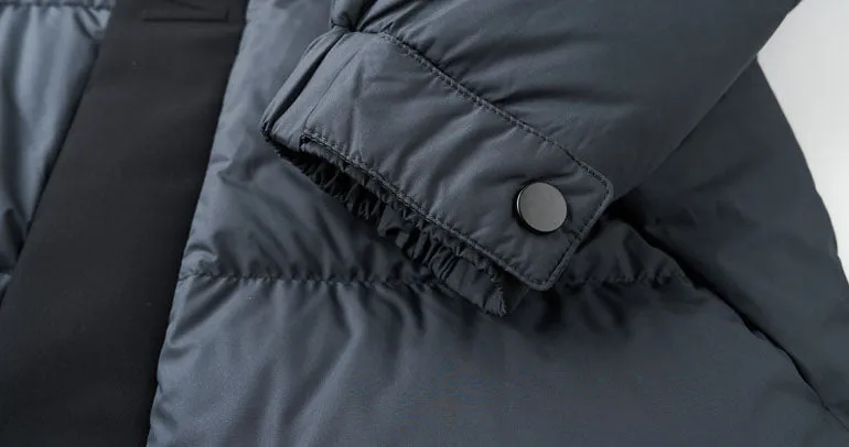 Stylish Zip-up Quilted Puffer Jacket for Men with Label Detailing