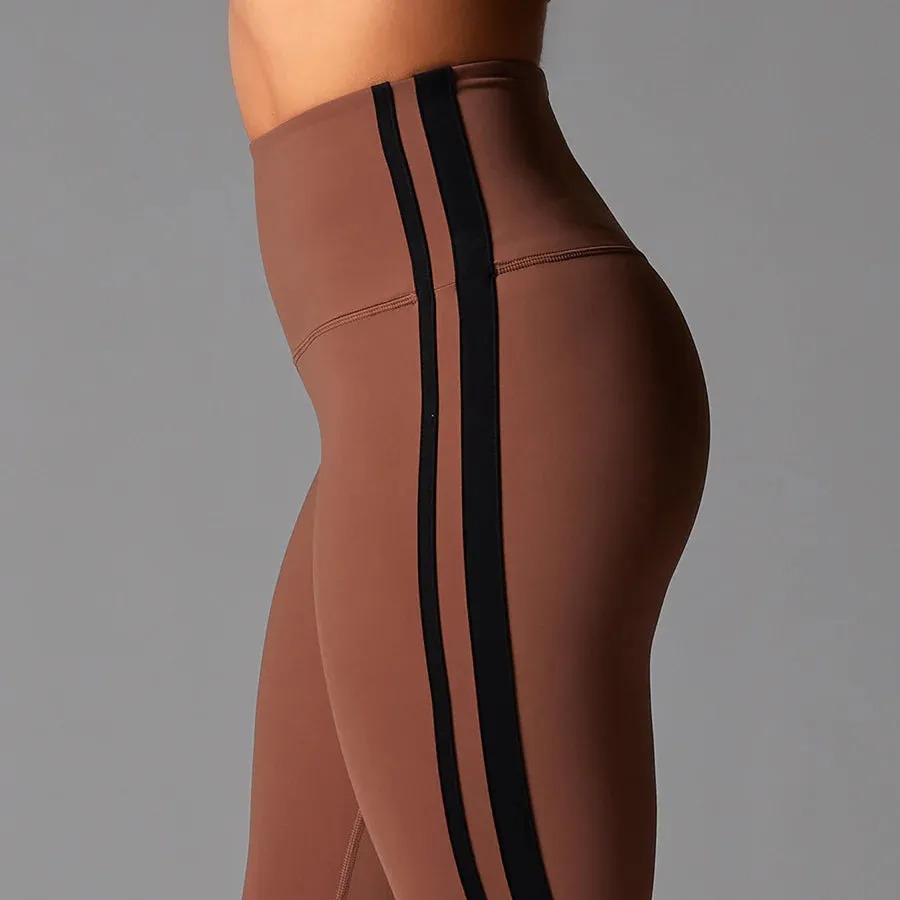 TAVI High Waisted 7/8 Stripe Tight - Clove Ebony