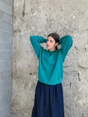 teal crew neck sweatshirt