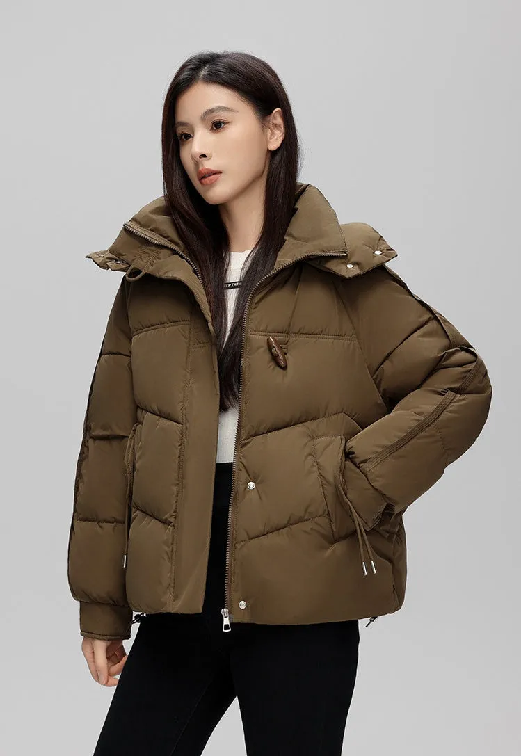 Thickened Quilted Puffer Jacket with Toggle Button