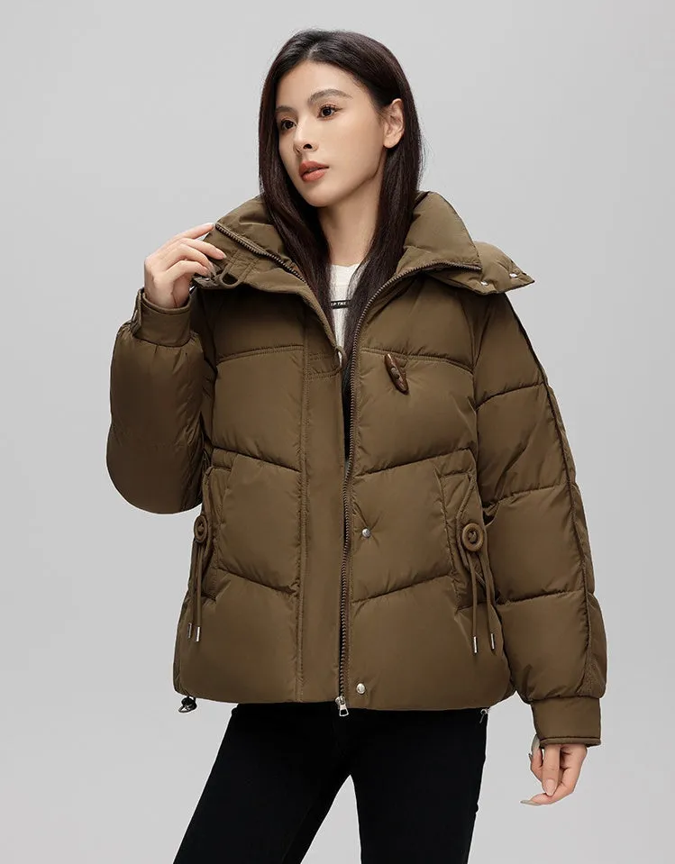 Thickened Quilted Puffer Jacket with Toggle Button