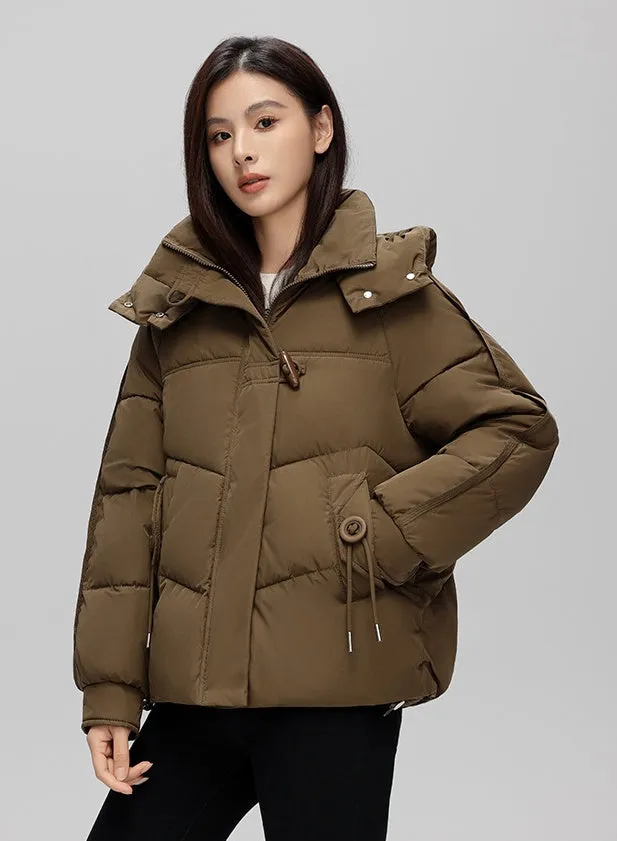 Thickened Quilted Puffer Jacket with Toggle Button
