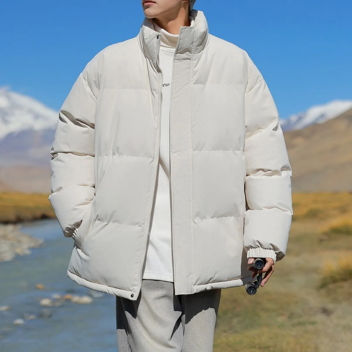 Thickened Windproof Puffer Jacket for Trendy Men's Fashion