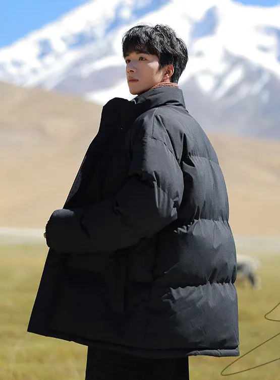 Thickened Windproof Puffer Jacket for Trendy Men's Fashion