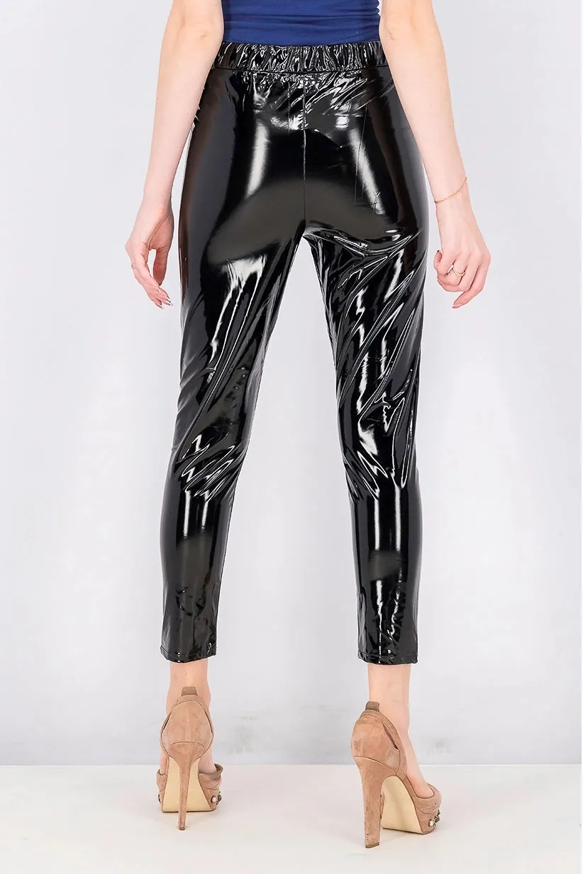 Topshop Women's Shinny Vinyl Legging Egypt, Black