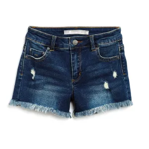 Tractr Girls Indigo Fray w/Destruction Brittany Shorts