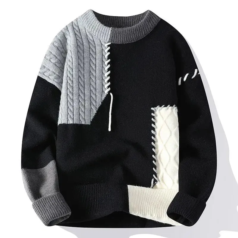 Trendy Contrast Knit Pullover