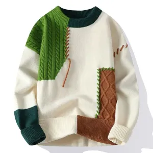Trendy Contrast Knit Pullover