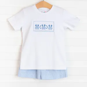 Under the Sea Smocked Short Set, Blue