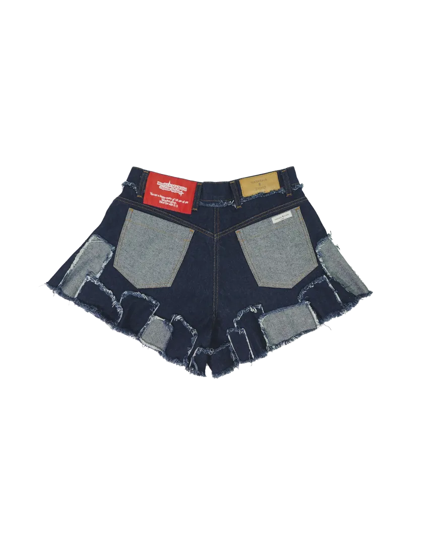 Upcycled Denim Patchwork Shorts