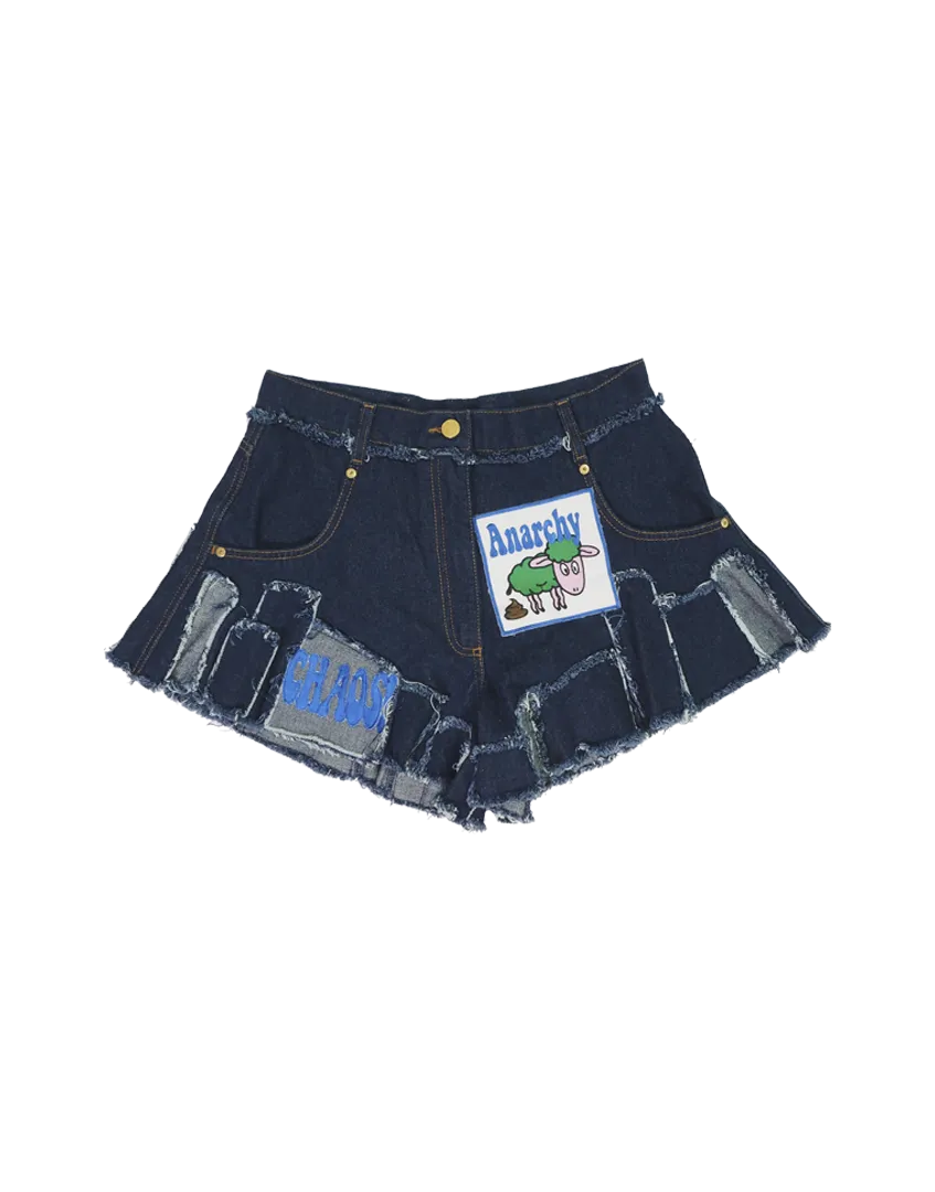 Upcycled Denim Patchwork Shorts