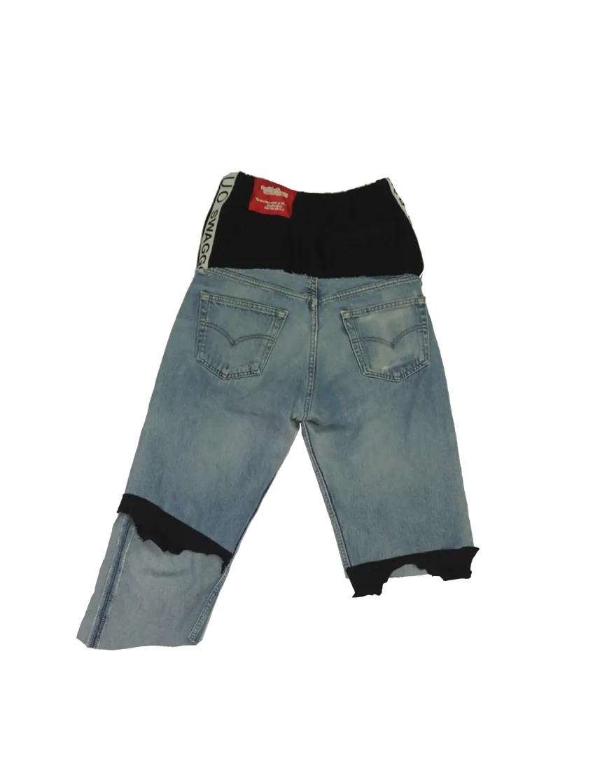 Upcycled Double-waisted Denim Shorts