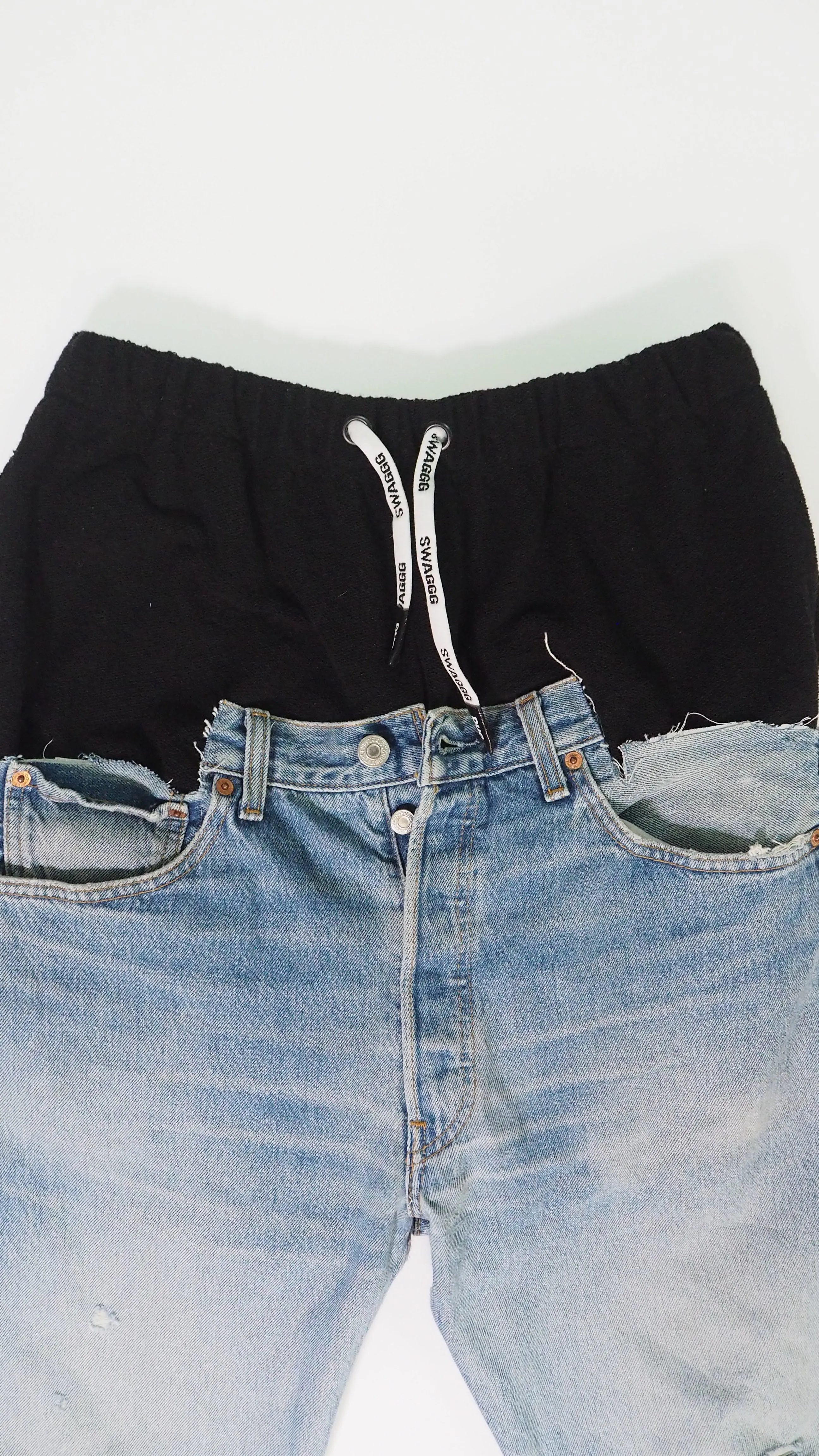 Upcycled Double-waisted Denim Shorts