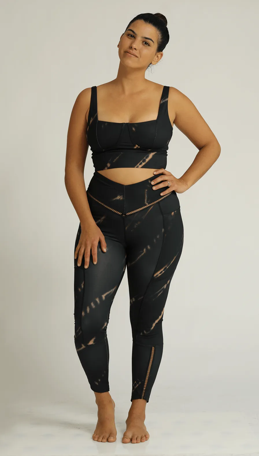 V LONG LEGGINGS COAL TIE DYE