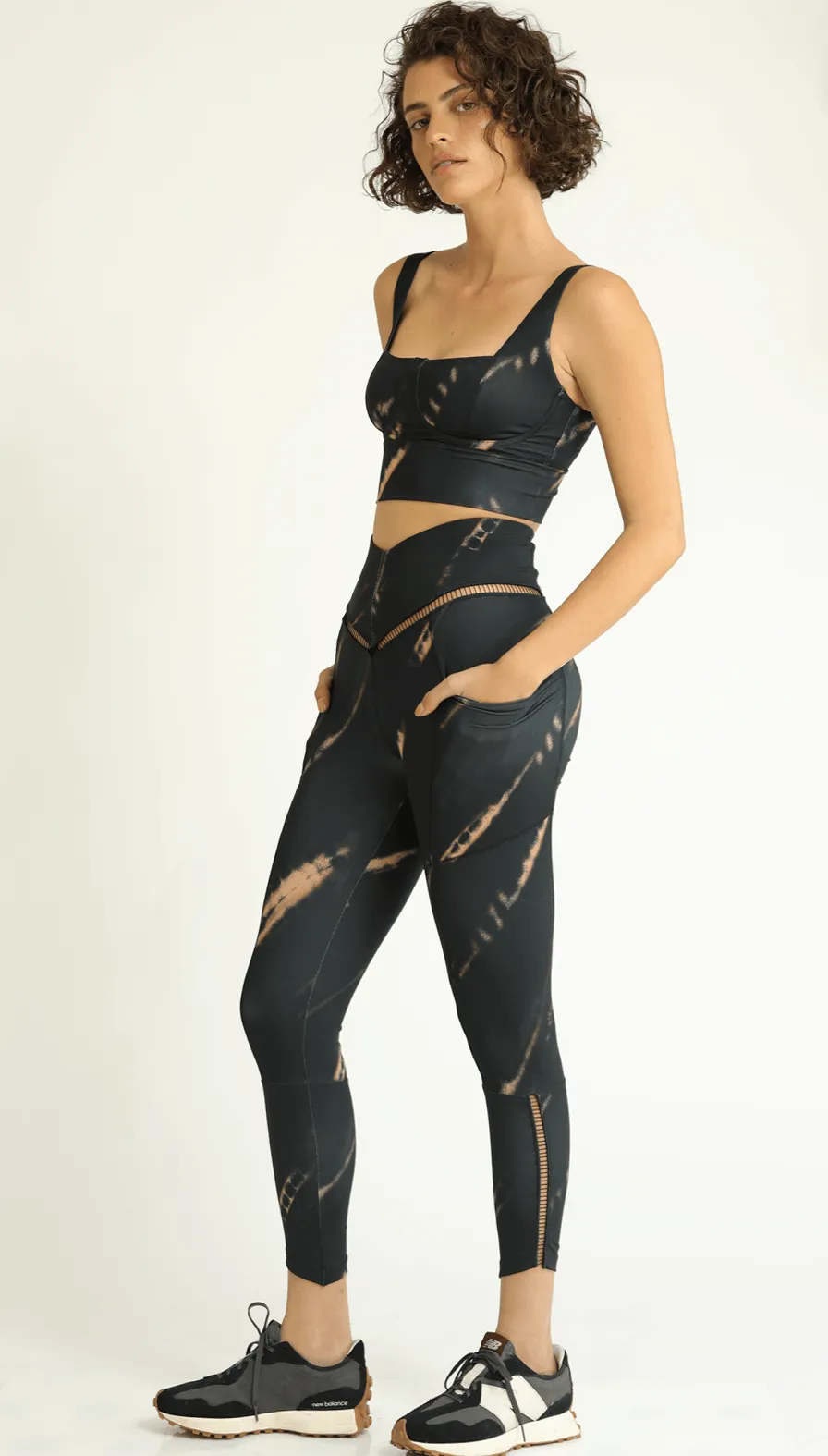 V LONG LEGGINGS COAL TIE DYE