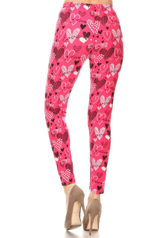 Valentine's Day Heart Graphic Plus Size Leggings