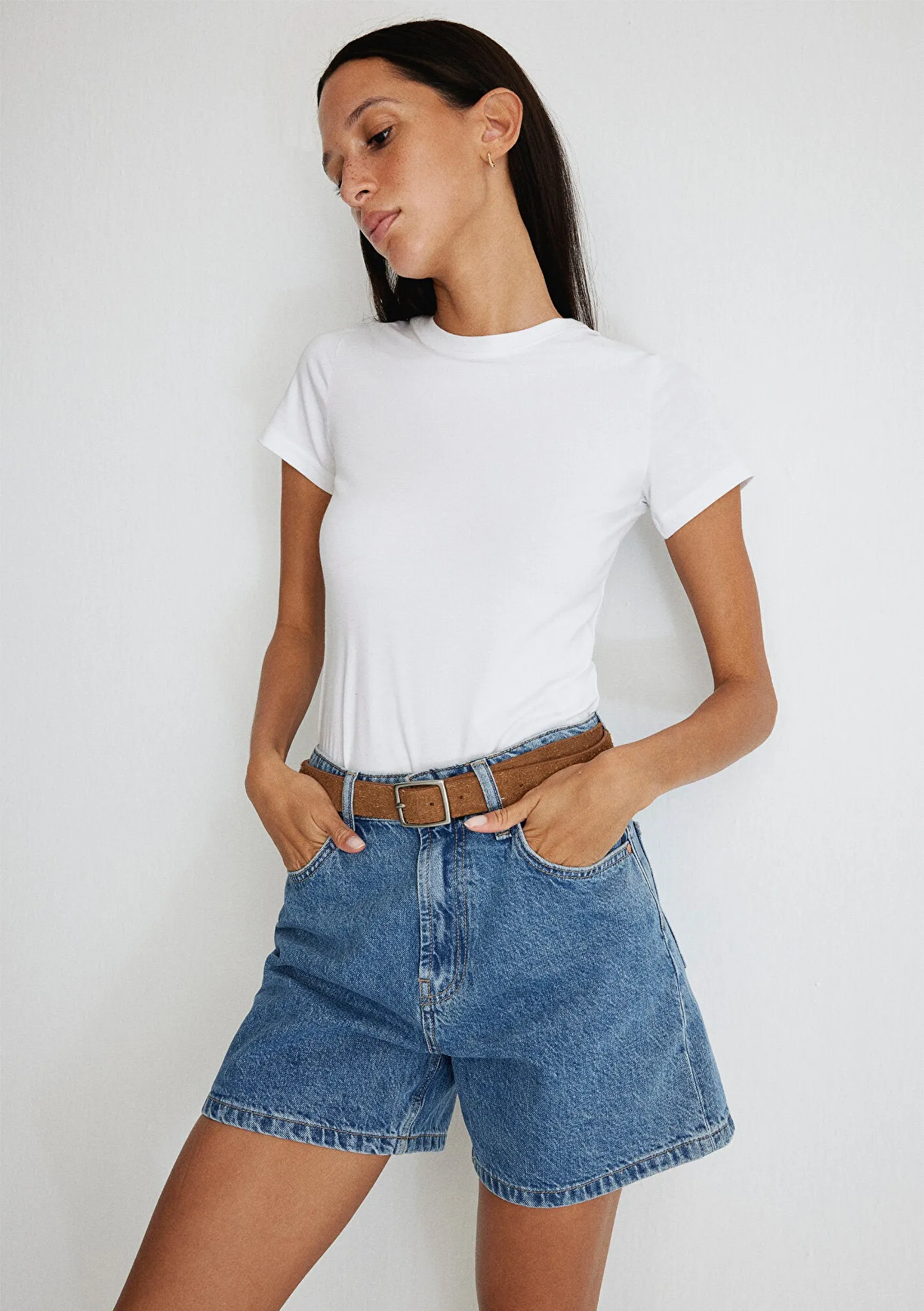 Verna Mid Blue 90s Jean Shorts