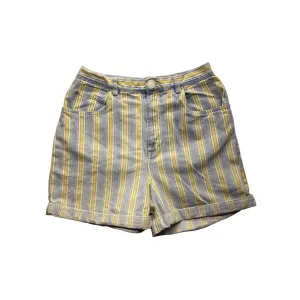 Vintage Kikomo Blue Jeans Striped Shorts 100% Cotton Casual Summer Wear #7100
