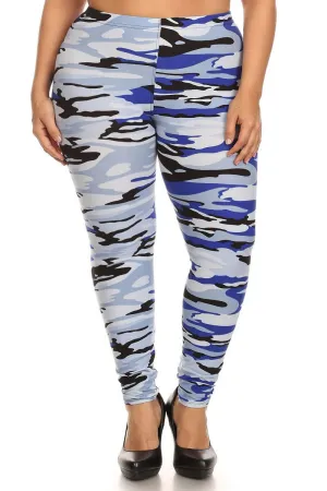 Vivid Camo Print Plus Size Leggings