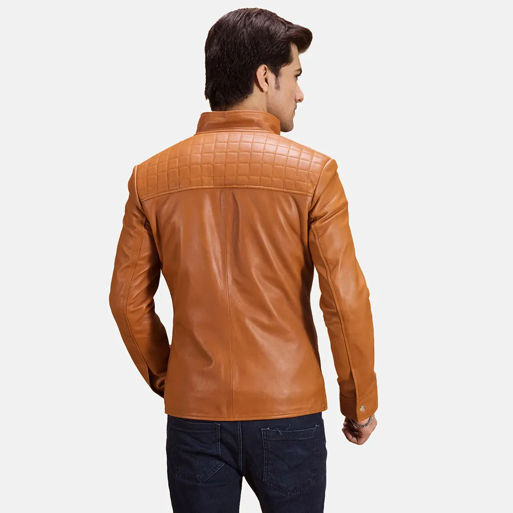 Vortex Tan Brown Leather Jacket