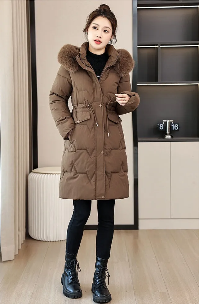 Water-Resistant and Windproof Hooded Puffer Coat for Women