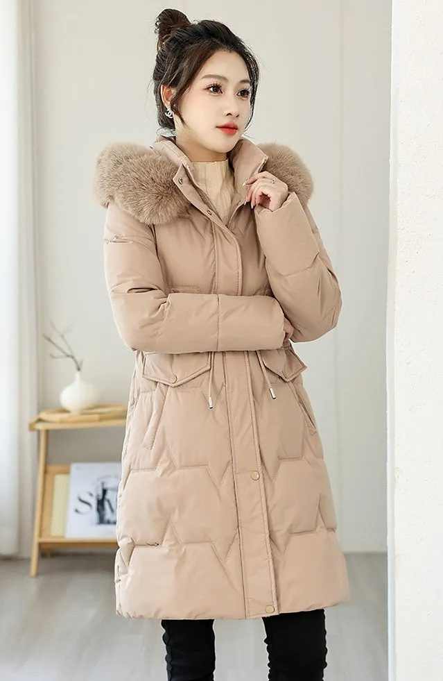 Water-Resistant and Windproof Hooded Puffer Coat for Women