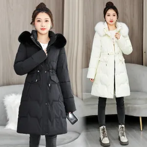 Water-Resistant and Windproof Hooded Puffer Coat for Women