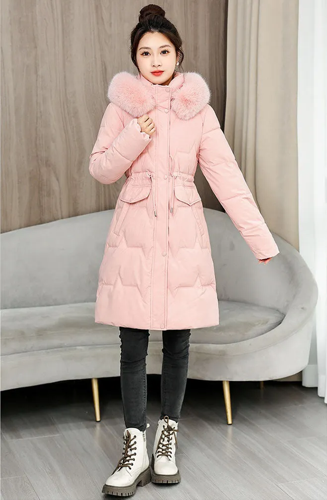 Water-Resistant and Windproof Hooded Puffer Coat for Women