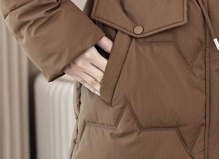 Water-Resistant and Windproof Hooded Puffer Coat for Women
