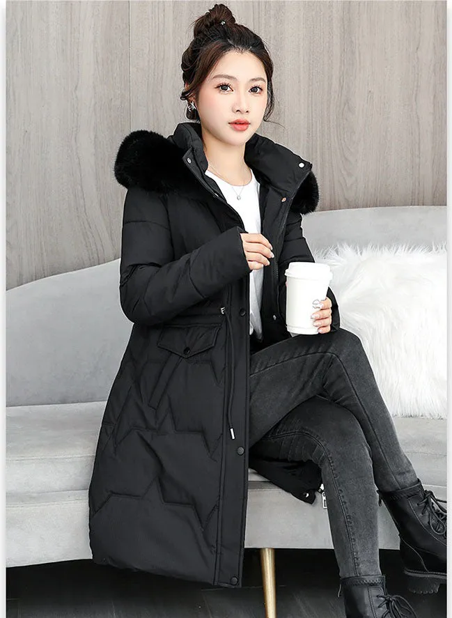 Water-Resistant and Windproof Hooded Puffer Coat for Women