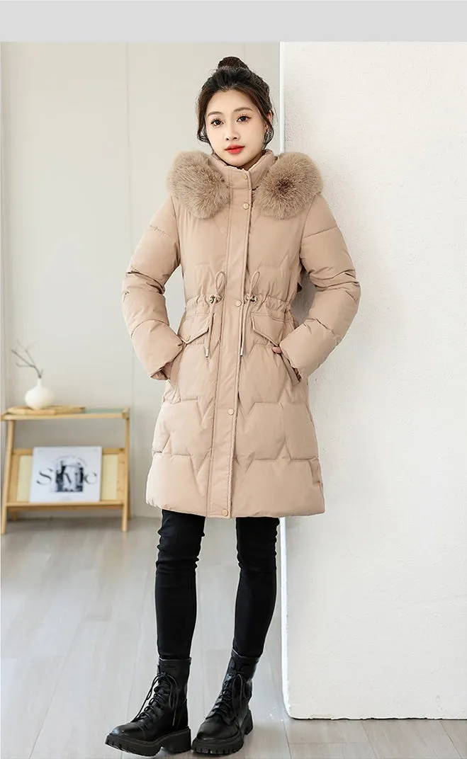 Water-Resistant and Windproof Hooded Puffer Coat for Women