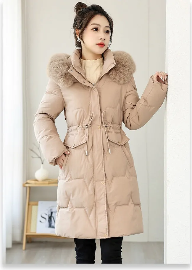 Water-Resistant and Windproof Hooded Puffer Coat for Women