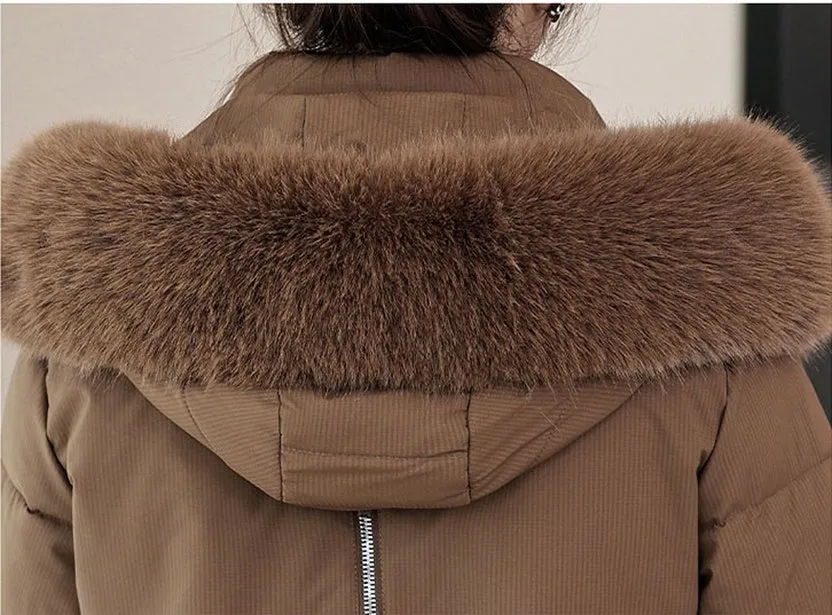 Water-Resistant and Windproof Hooded Puffer Coat for Women