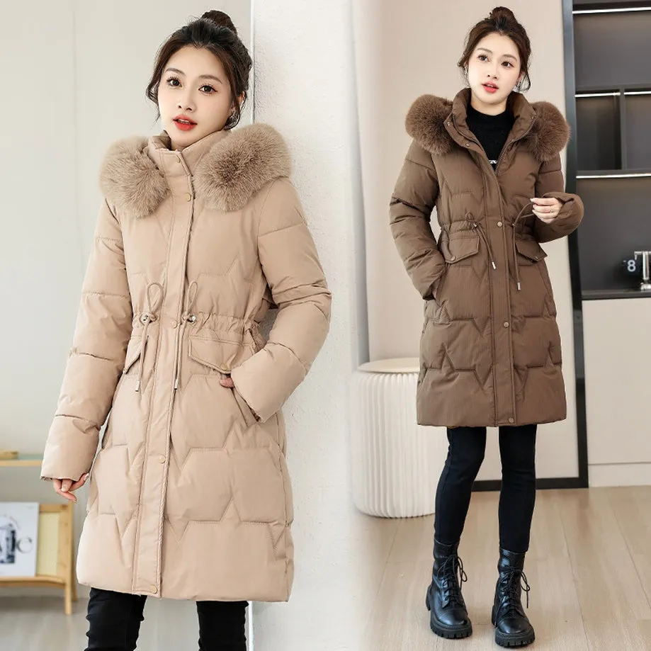 Water-Resistant and Windproof Hooded Puffer Coat for Women