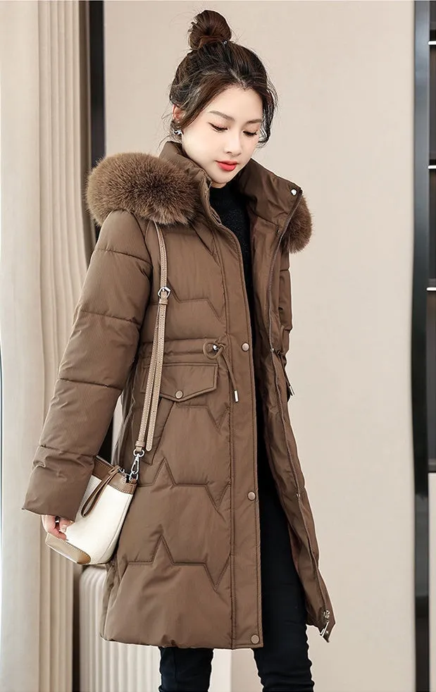 Water-Resistant and Windproof Hooded Puffer Coat for Women