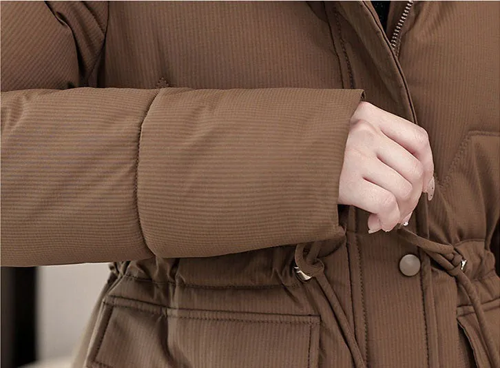 Water-Resistant and Windproof Hooded Puffer Coat for Women