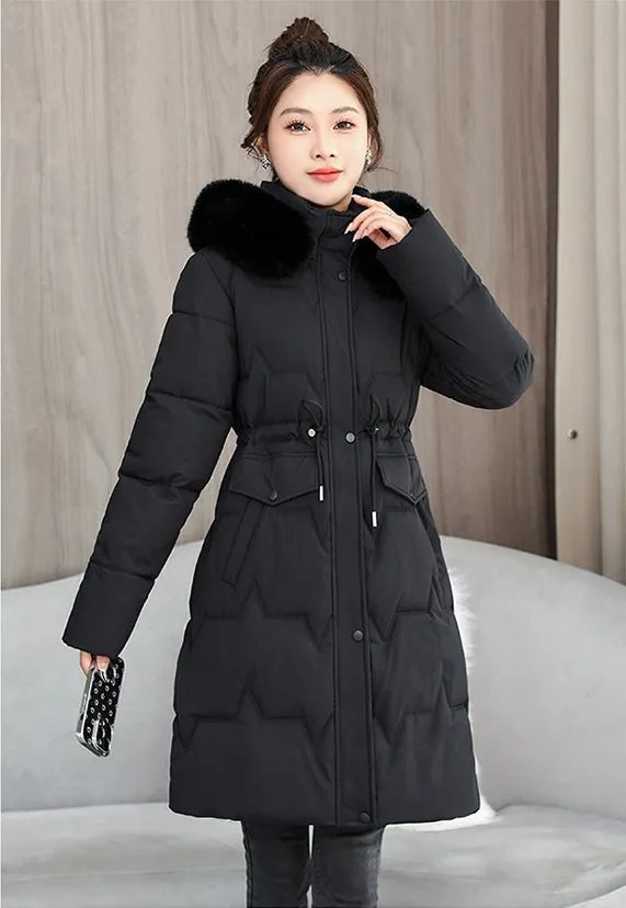 Water-Resistant and Windproof Hooded Puffer Coat for Women