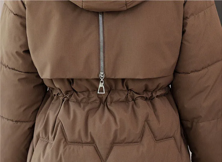 Water-Resistant and Windproof Hooded Puffer Coat for Women