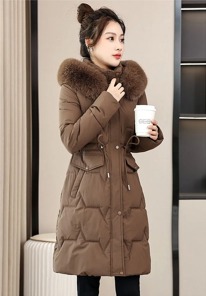 Water-Resistant and Windproof Hooded Puffer Coat for Women