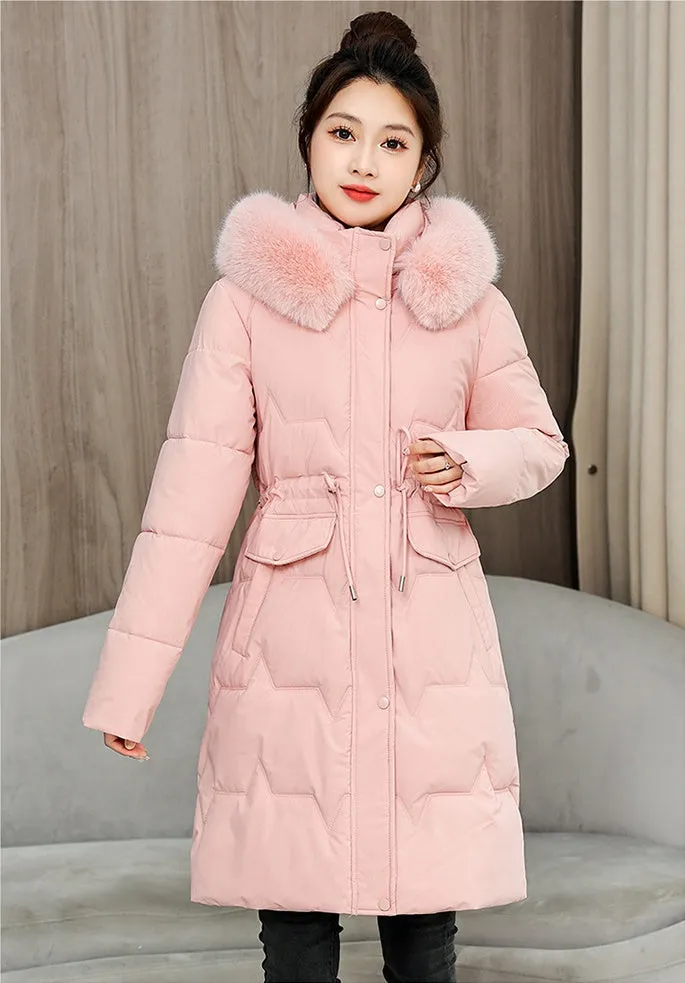 Water-Resistant and Windproof Hooded Puffer Coat for Women