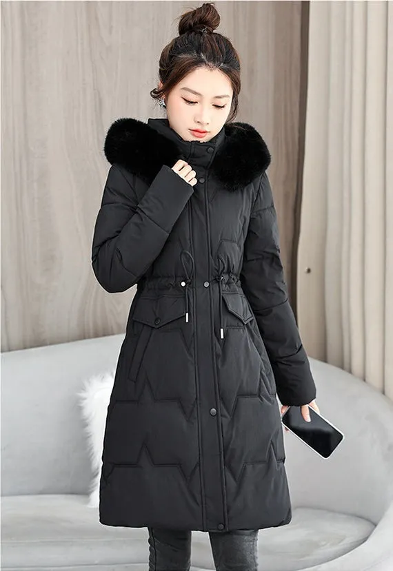 Water-Resistant and Windproof Hooded Puffer Coat for Women