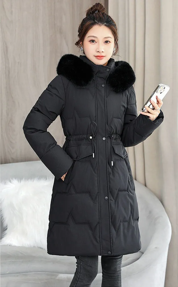 Water-Resistant and Windproof Hooded Puffer Coat for Women