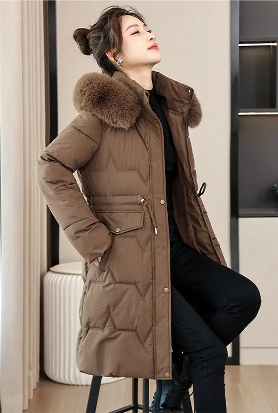 Water-Resistant and Windproof Hooded Puffer Coat for Women