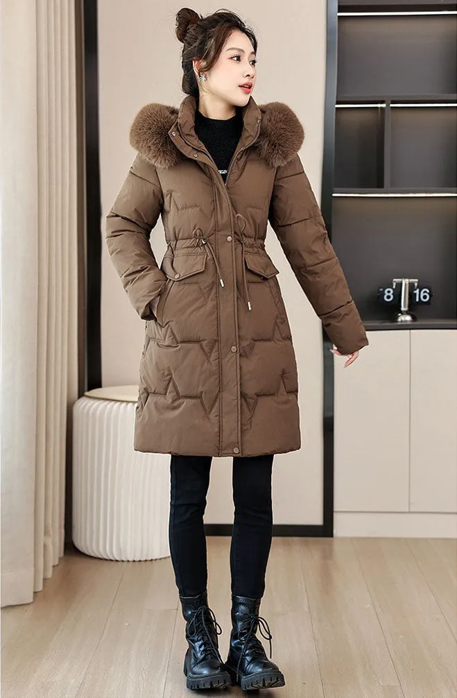 Water-Resistant and Windproof Hooded Puffer Coat for Women