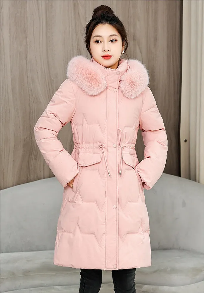 Water-Resistant and Windproof Hooded Puffer Coat for Women